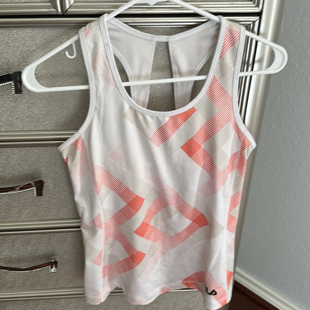 Size small FILA white and orange athletic tank top